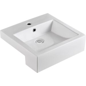 FIENZA RB8050J JACINTA RETANGLE SEMI-RECESSED BASIN GLOSS WHITE - Urban Designs Bathroom and Kitchen